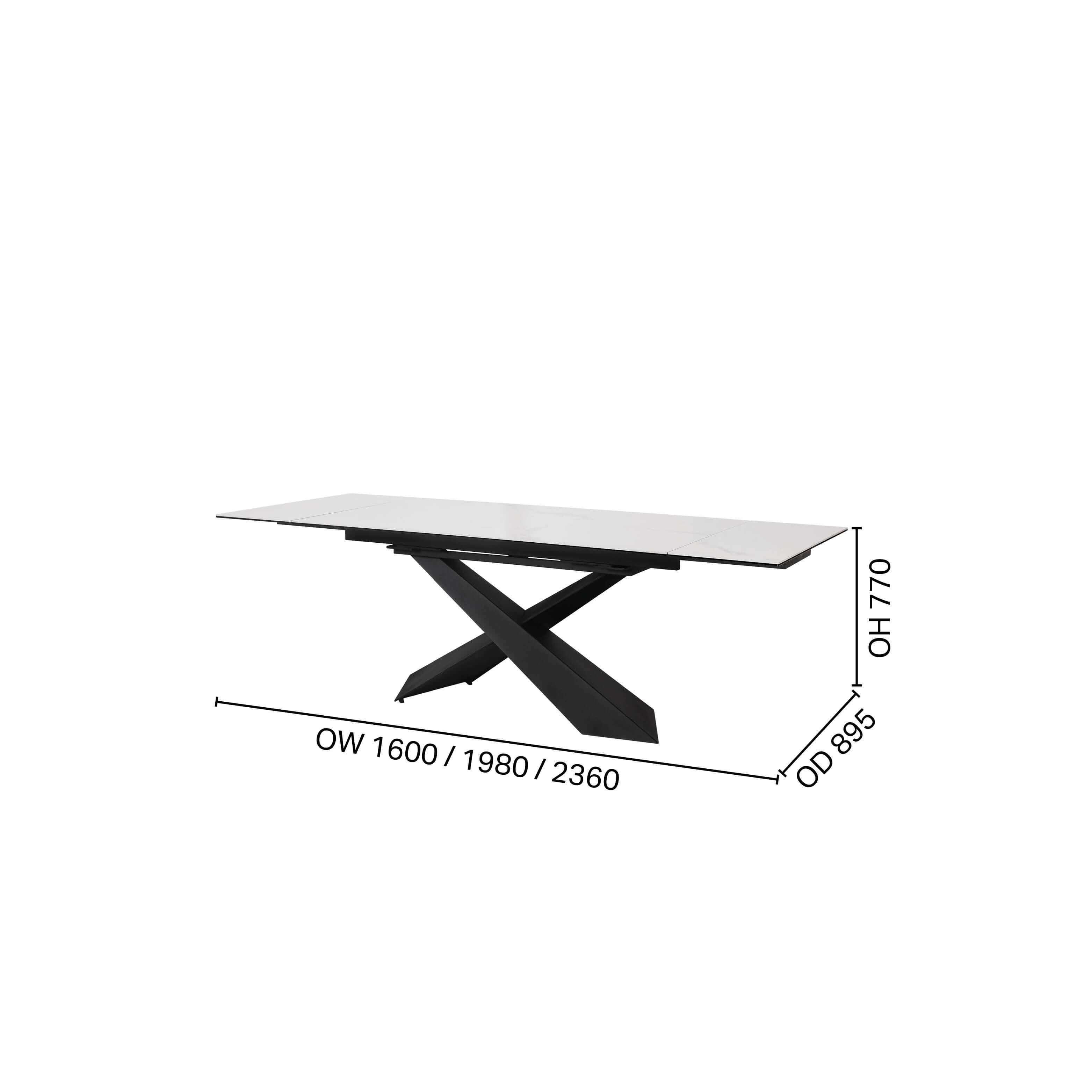 Elona Extendable Dining Table – W1600/1980/2360 (Ceramic)